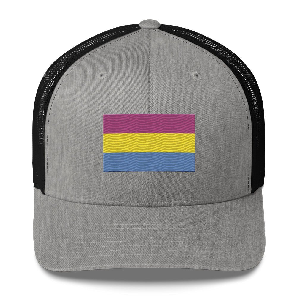 Pansexual Pride Flag Trucker Hat - Heather/ Black - LGBTPride.com