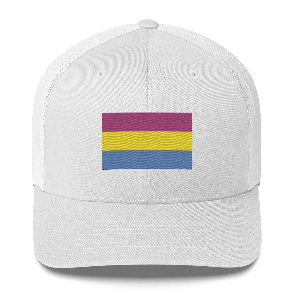 Pansexual Pride Flag Trucker Hat - White - LGBTPride.com