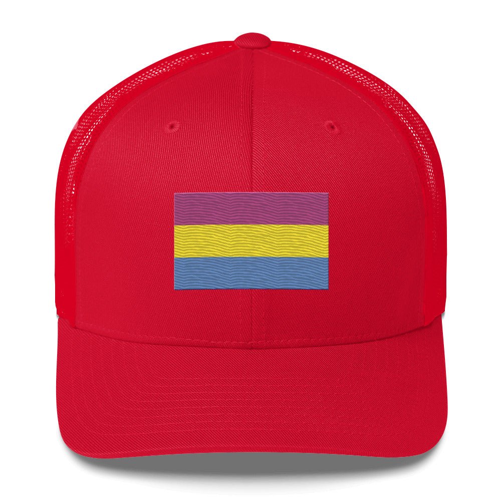 Pansexual Pride Flag Trucker Hat - Red - LGBTPride.com