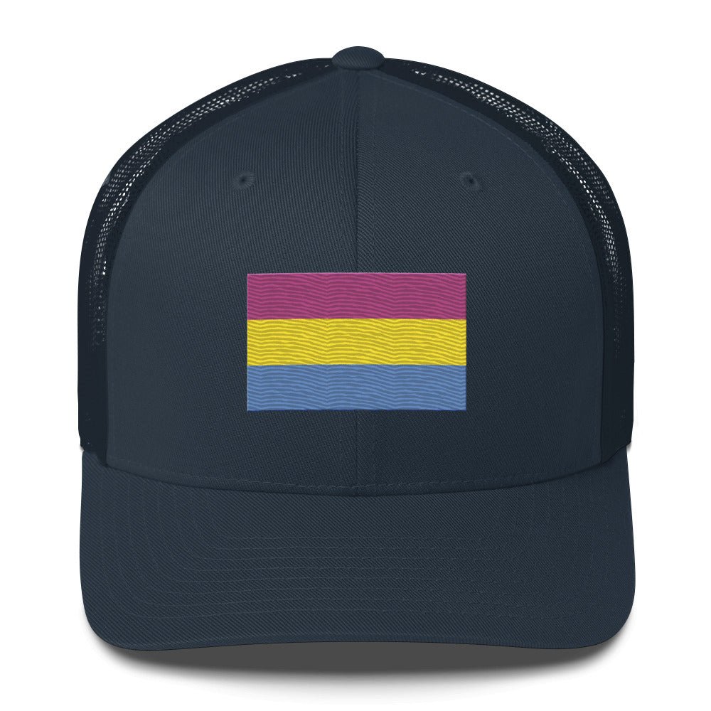 Pansexual Pride Flag Trucker Hat - Navy - LGBTPride.com