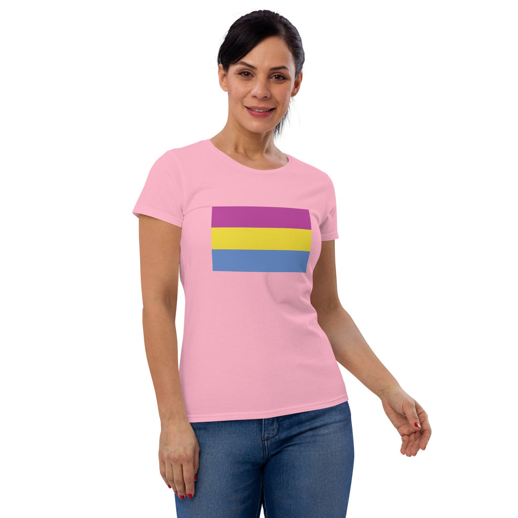 Pansexual Pride Flag Women's T-Shirt - Charity Pink - LGBTPride.com