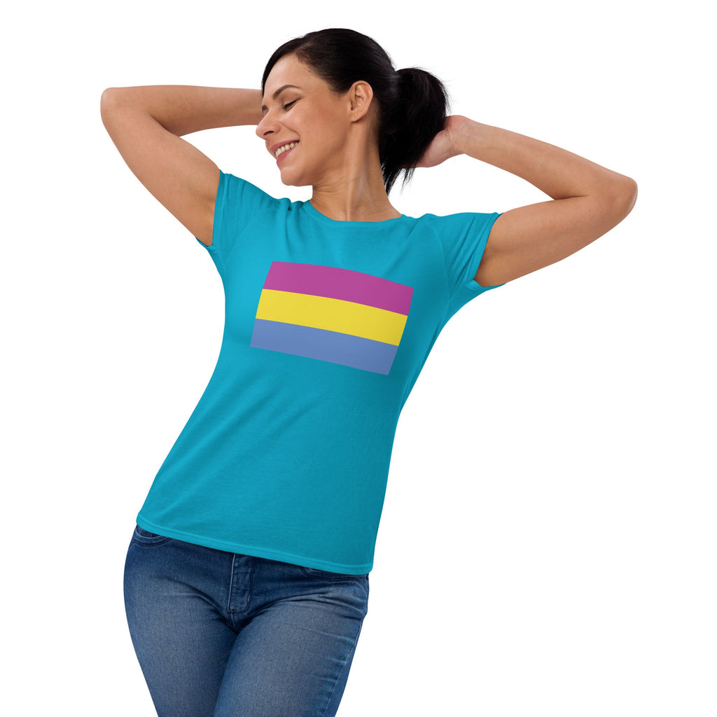 Pansexual Pride Flag Women's T-Shirt - Caribbean Blue - LGBTPride.com