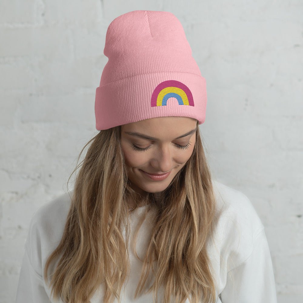 Pansexual Pride Rainbow Cuffed Beanie - Navy - LGBTPride.com