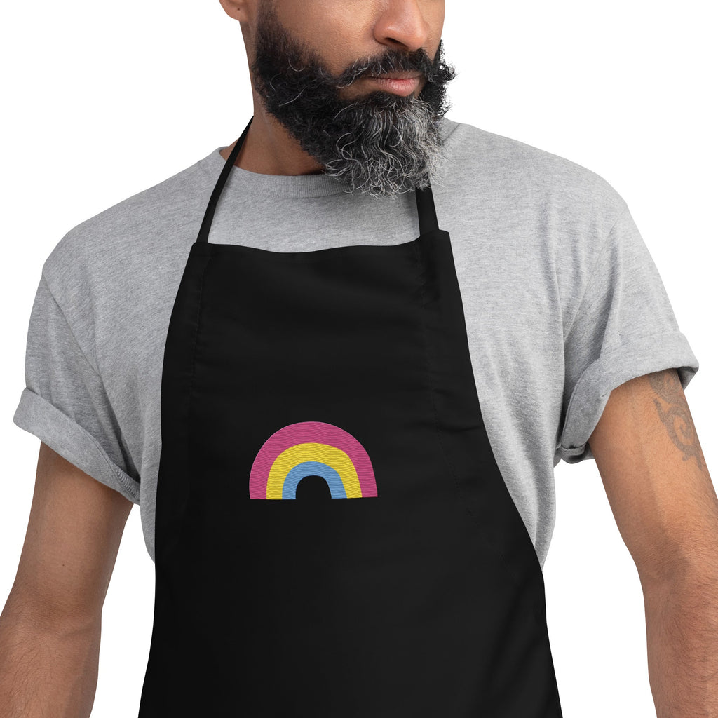 Pansexual Pride Rainbow Embroidered Apron - Black - LGBTPride.com