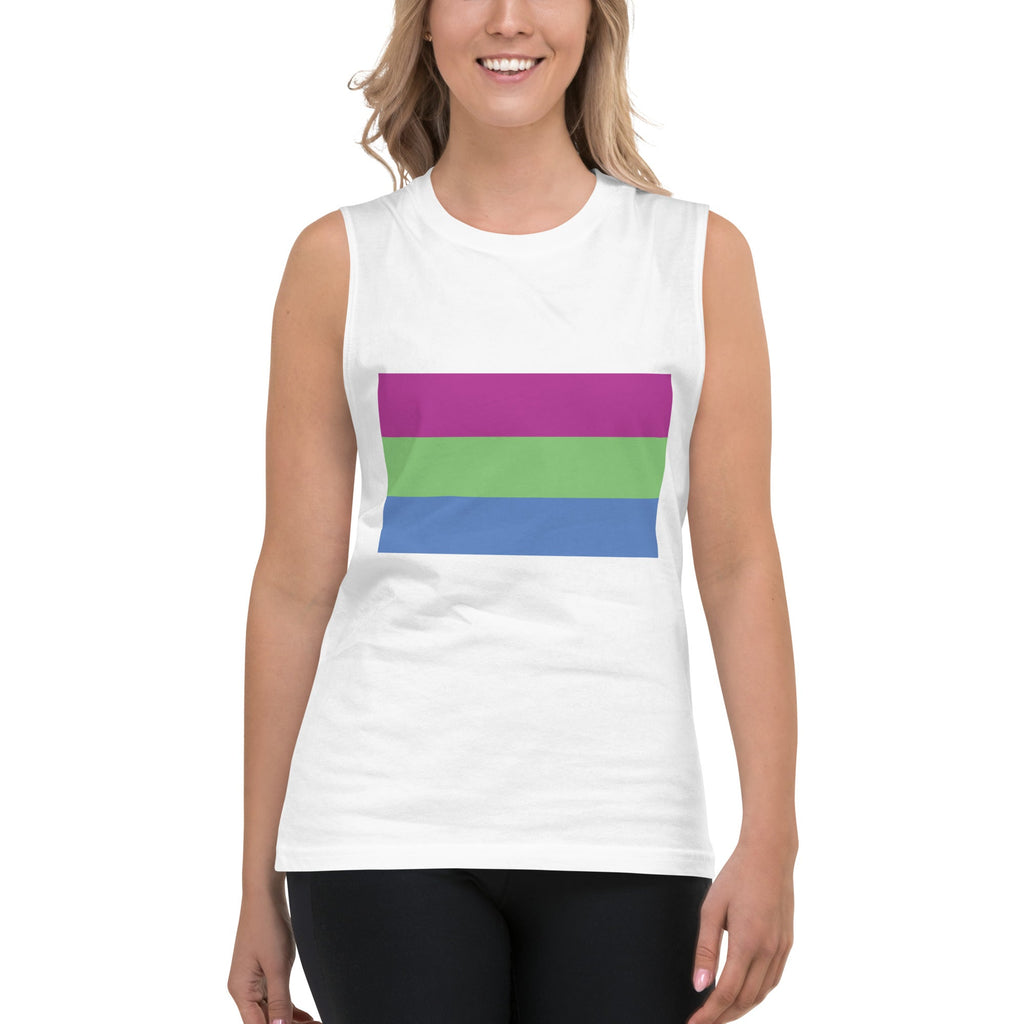 Polysexual Pride Flag Tank Top - White - LGBTPride.com