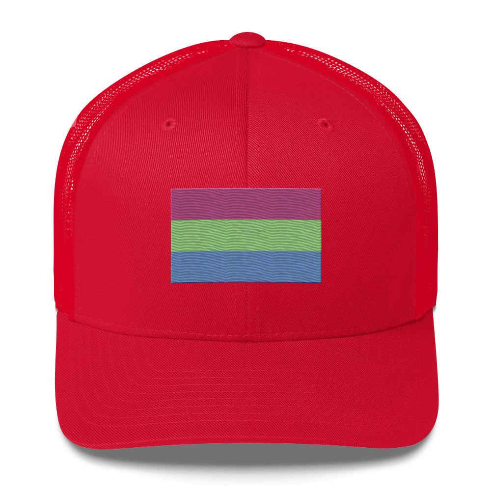Polysexual Pride Flag Trucker Hat - Red - LGBTPride.com