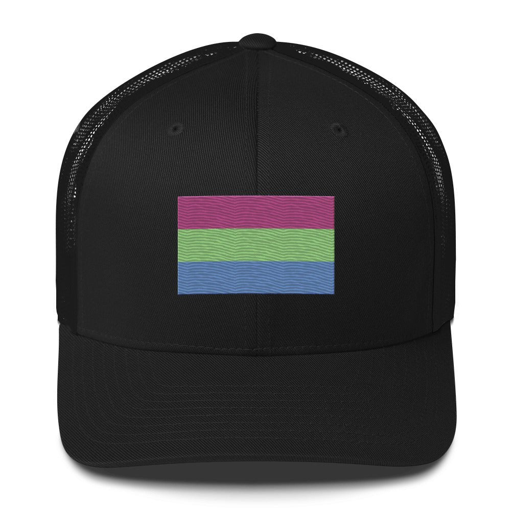 Polysexual Pride Flag Trucker Hat - Black - LGBTPride.com