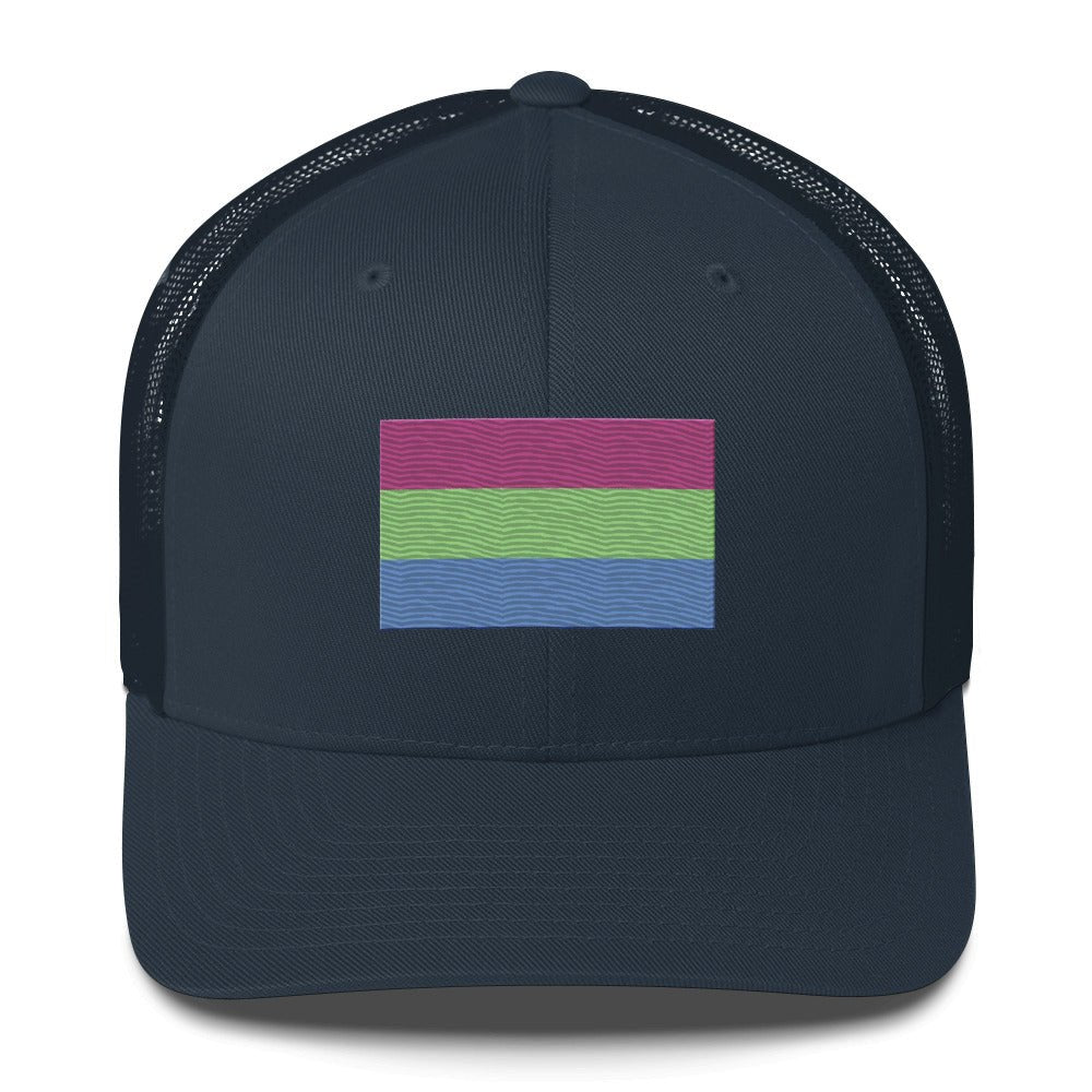 Polysexual Pride Flag Trucker Hat - Navy - LGBTPride.com