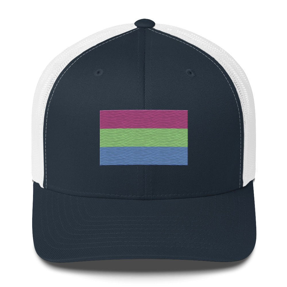 Polysexual Pride Flag Trucker Hat - Navy/ White - LGBTPride.com
