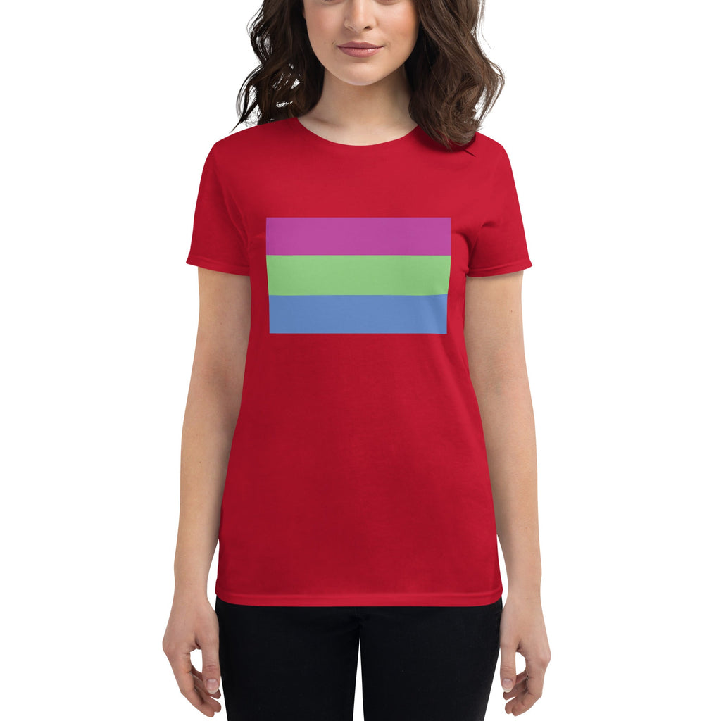 Polysexual Pride Flag Women's T-Shirt - True Red - LGBTPride.com