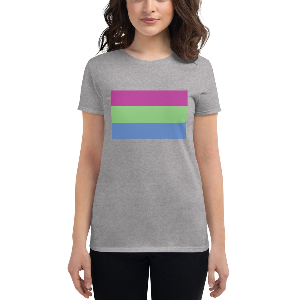 Polysexual Pride Flag Women's T-Shirt - Heather Grey - LGBTPride.com