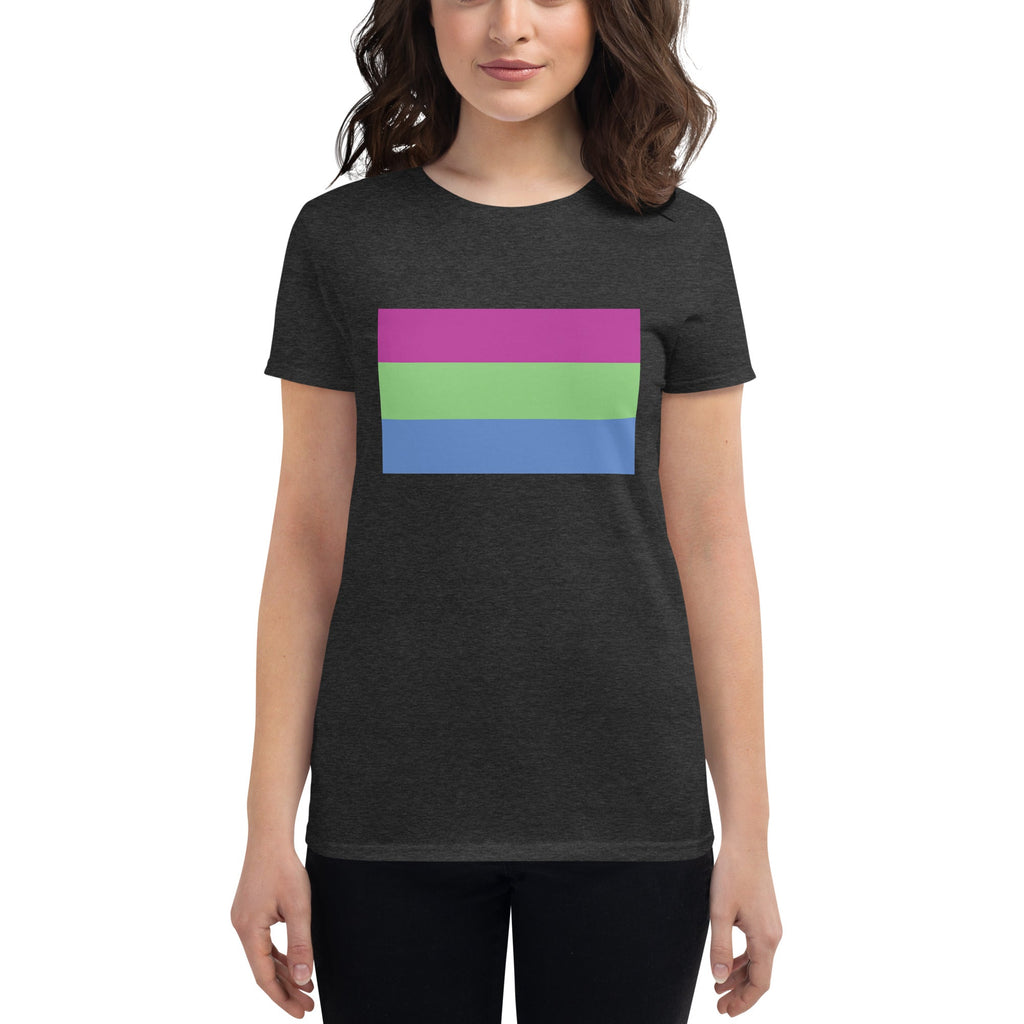 Polysexual Pride Flag Women's T-Shirt - Heather Dark Grey - LGBTPride.com
