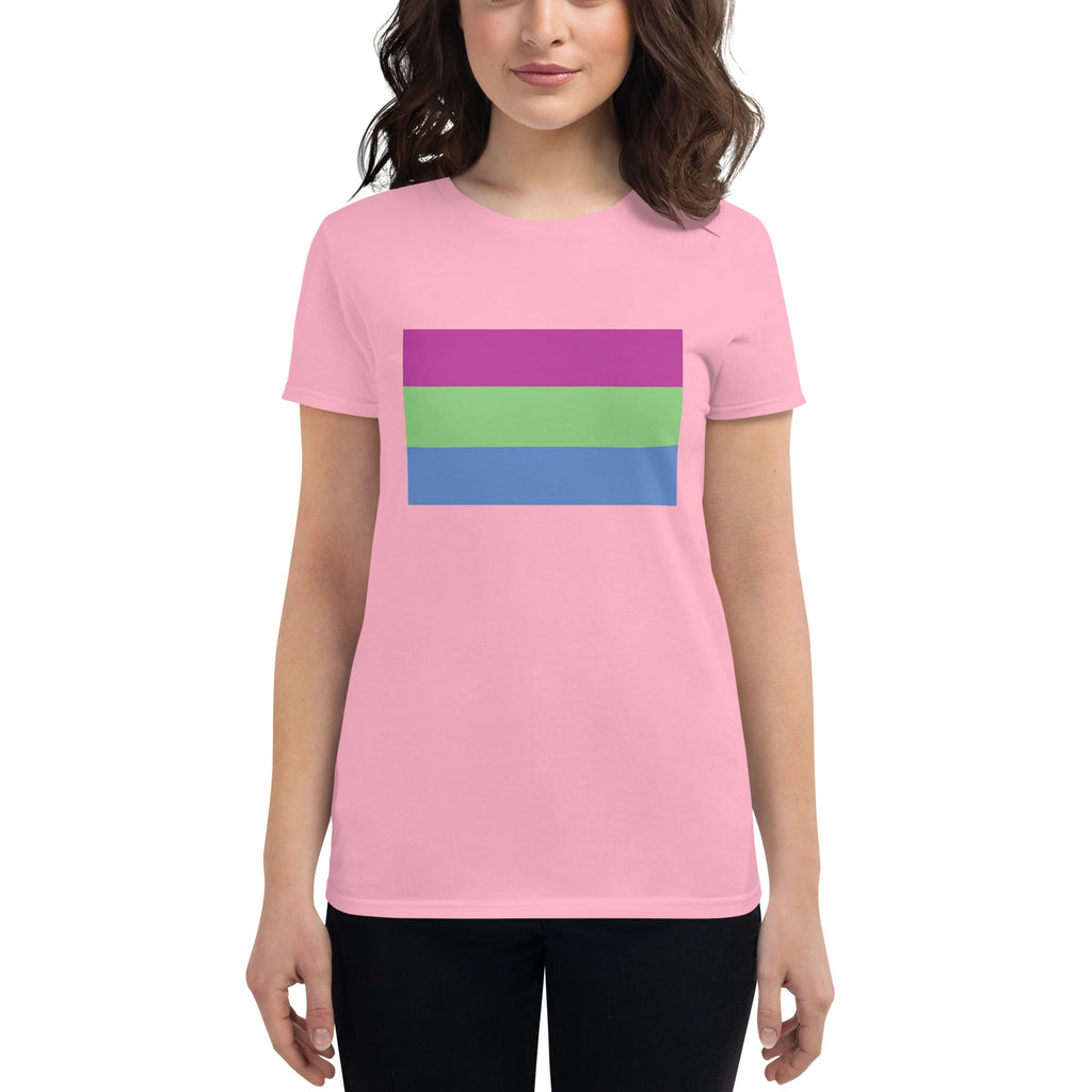 Polysexual Pride Flag Women's T-Shirt - Charity Pink - LGBTPride.com