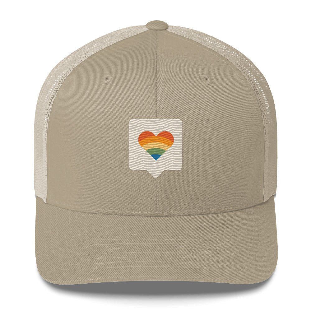 Pride is Here Trucker Hat - Khaki - LGBTPride.com