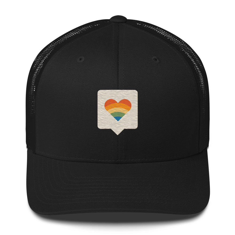 Pride is Here Trucker Hat - Black - LGBTPride.com