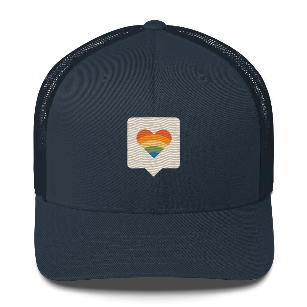 Pride is Here Trucker Hat - Navy - LGBTPride.com