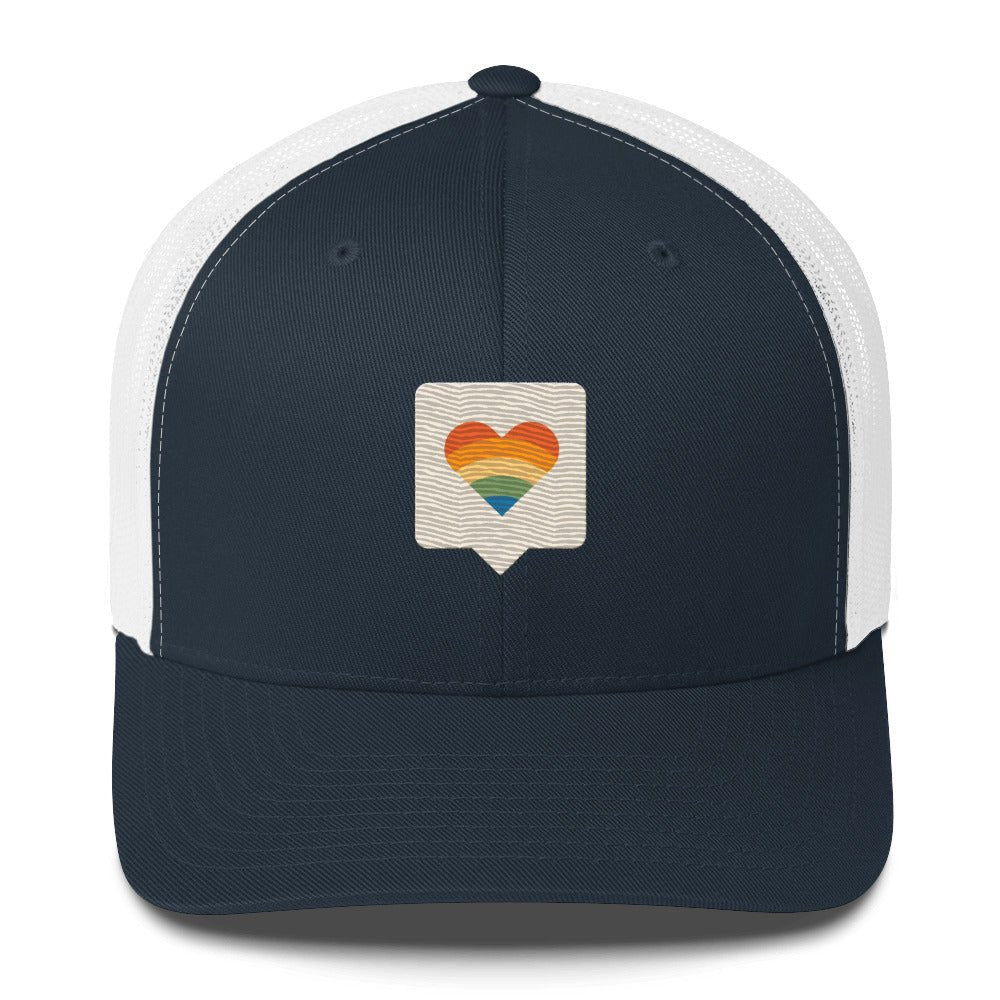Pride is Here Trucker Hat - Navy/ White - LGBTPride.com