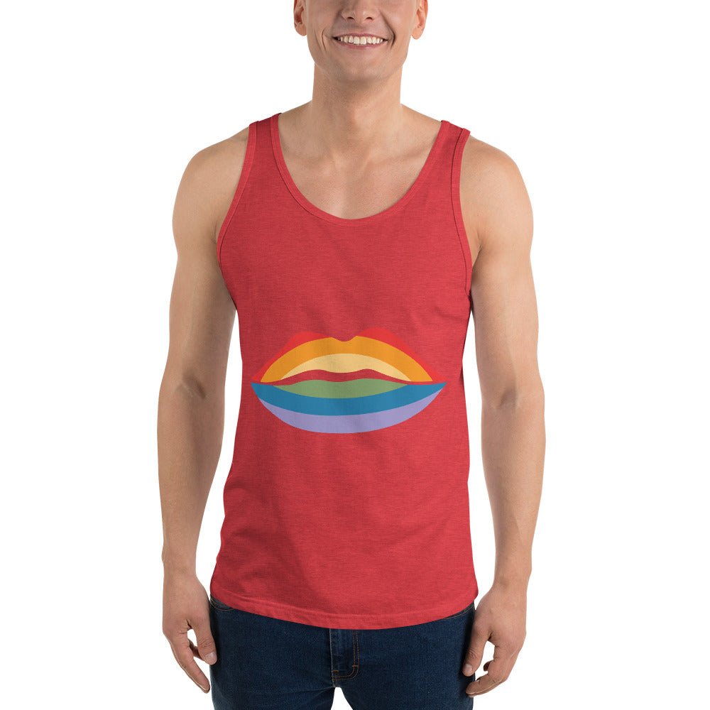 Pride Kiss Men's Tank Top - Red Triblend - LGBTPride.com