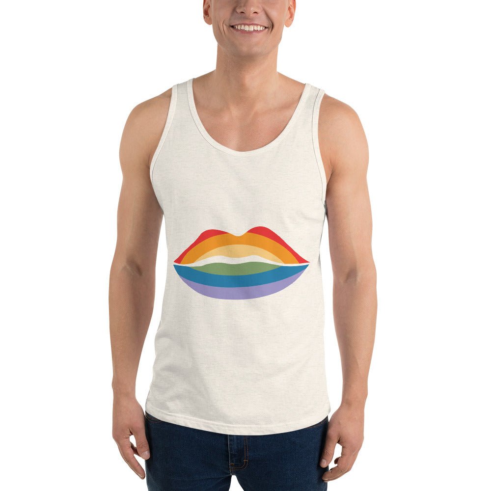 Pride Kiss Men's Tank Top - Oatmeal Triblend - LGBTPride.com