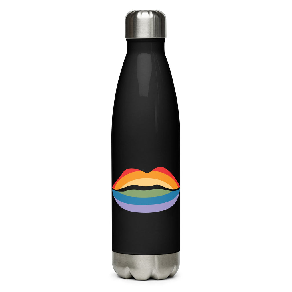 Pride Kiss Stainless Steel Water Bottle - Black - LGBTPride.com