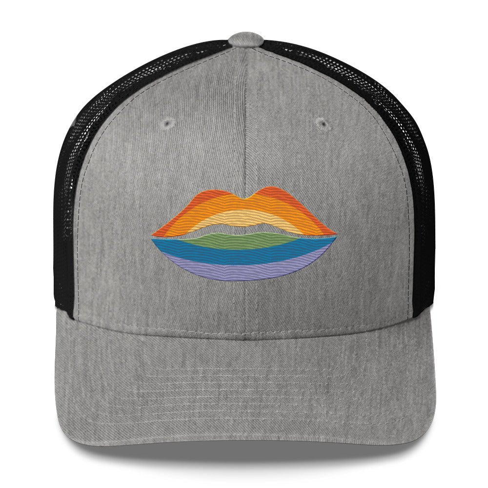 Pride Kiss Trucker Hat - Heather/ Black - LGBTPride.com
