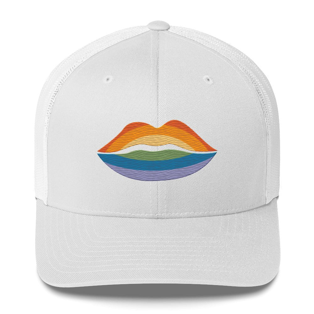 Pride Kiss Trucker Hat - White - LGBTPride.com
