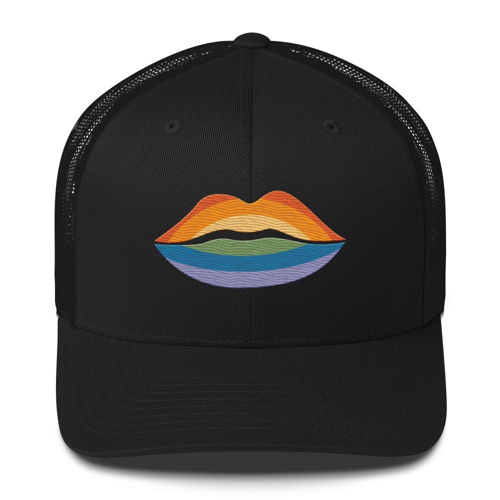 Pride Kiss Trucker Hat - Black - LGBTPride.com