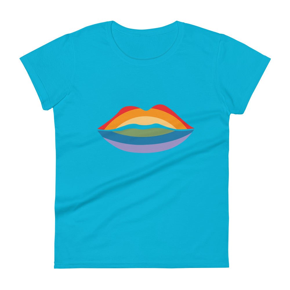 Pride Kiss Women's T-Shirt - Caribbean Blue - LGBTPride.com