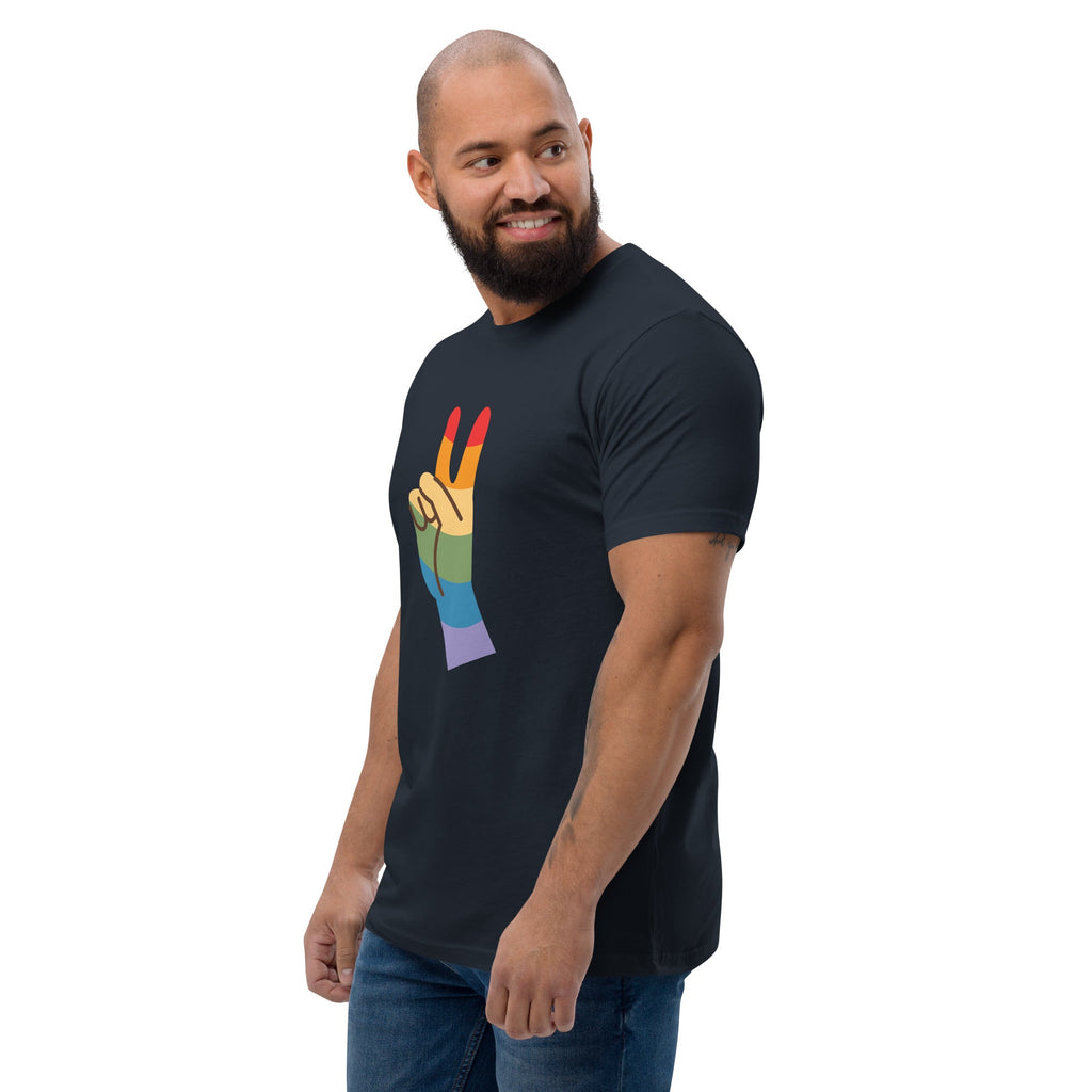 Pride Peace Sign Men's T-Shirt - Midnight Navy - LGBTPride.com
