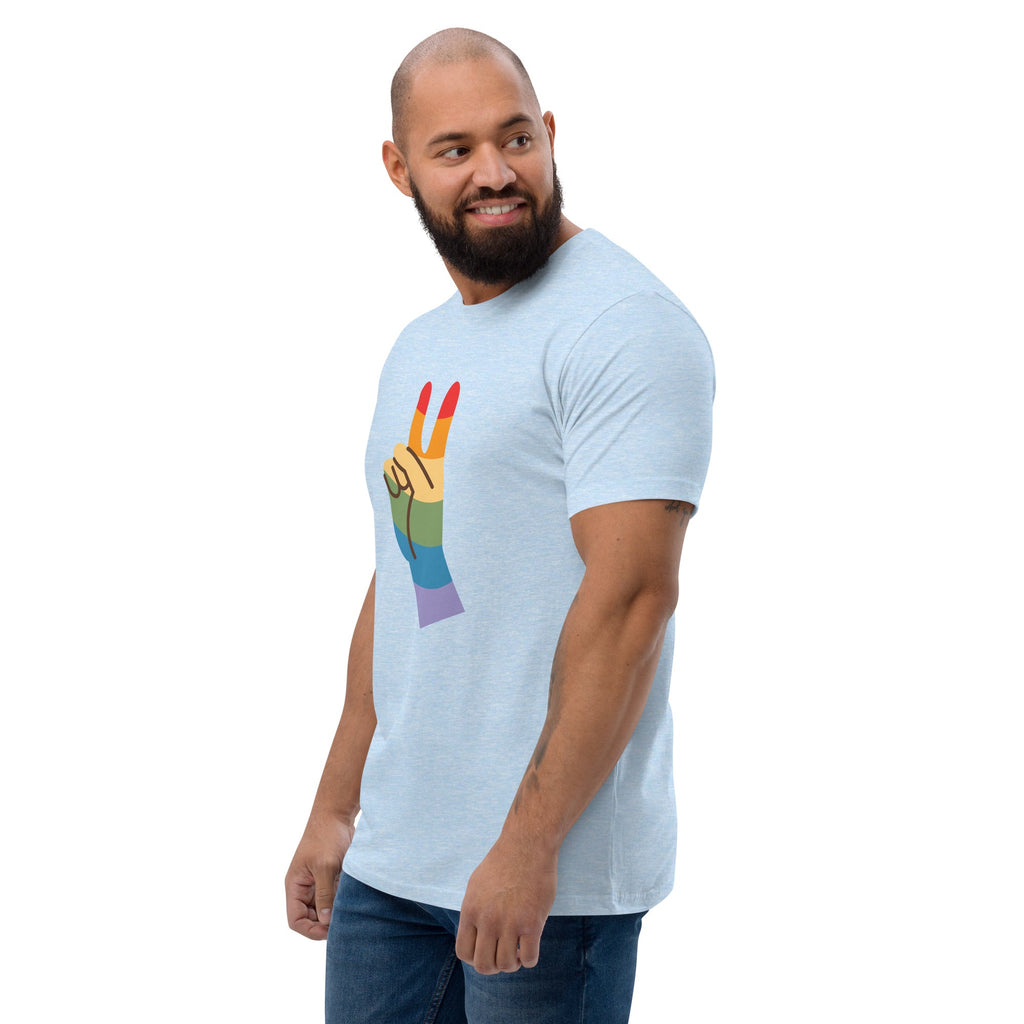 Pride Peace Sign Men's T-Shirt - Light Blue - LGBTPride.com