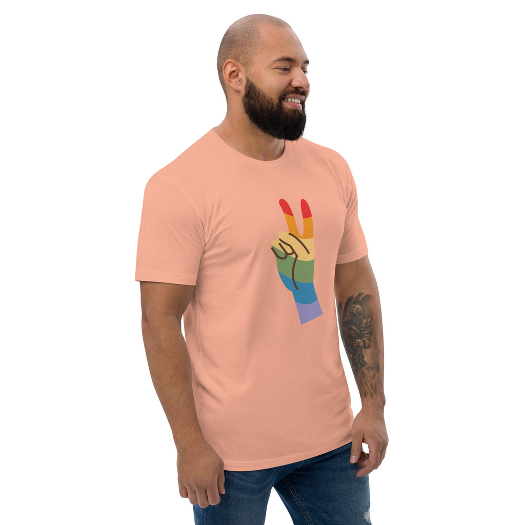 Pride Peace Sign Men's T-Shirt - Desert Pink - LGBTPride.com