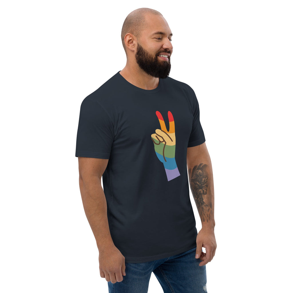 Pride Peace Sign Men's T-Shirt - Midnight Navy - LGBTPride.com