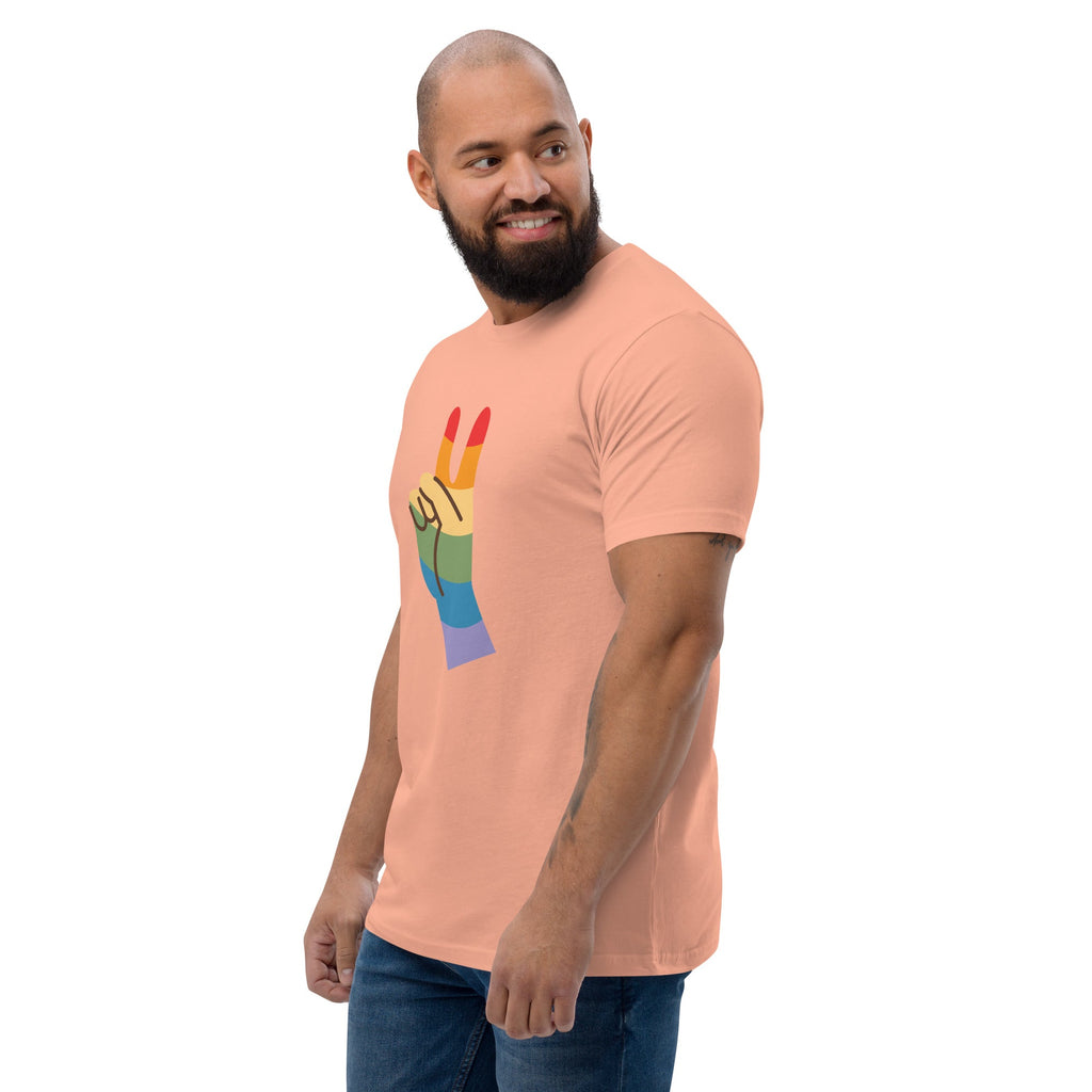 Pride Peace Sign Men's T-Shirt - Desert Pink - LGBTPride.com