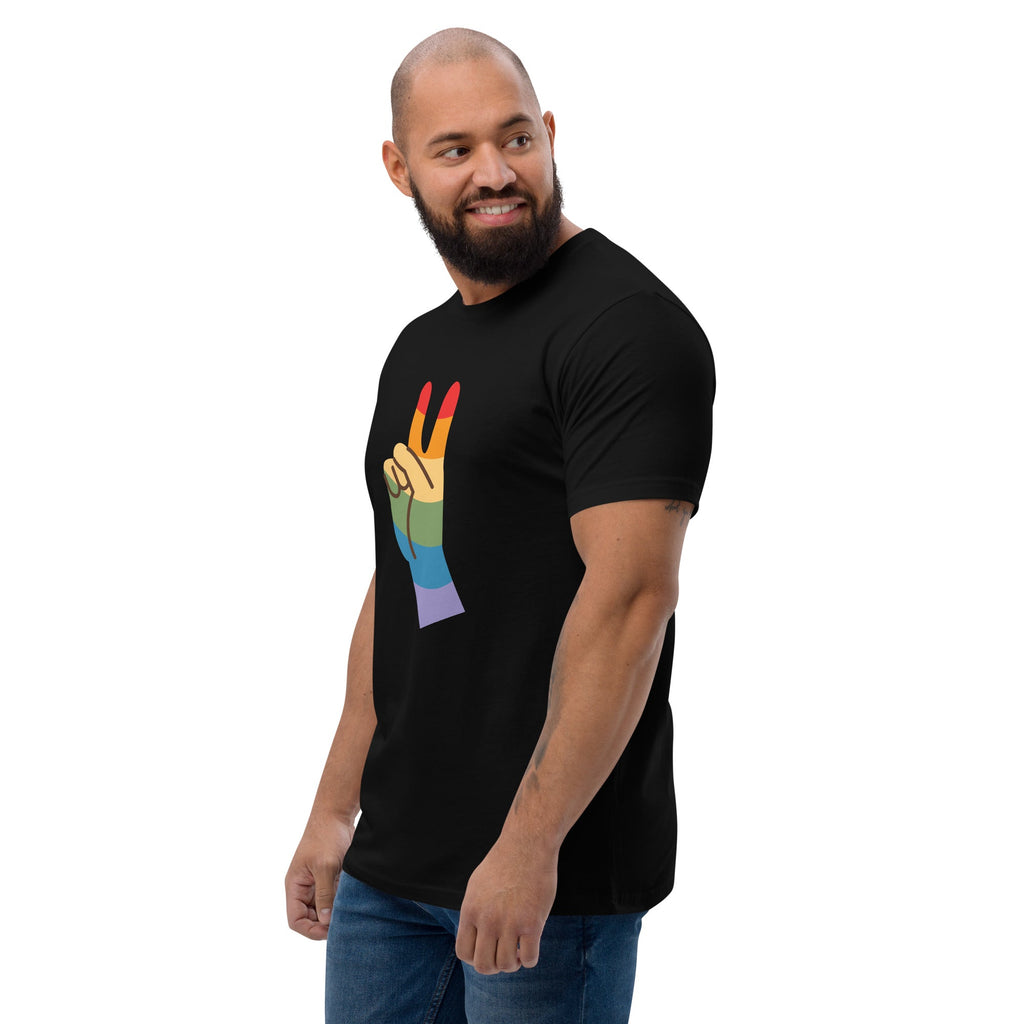 Pride Peace Sign Men's T-Shirt - Black - LGBTPride.com