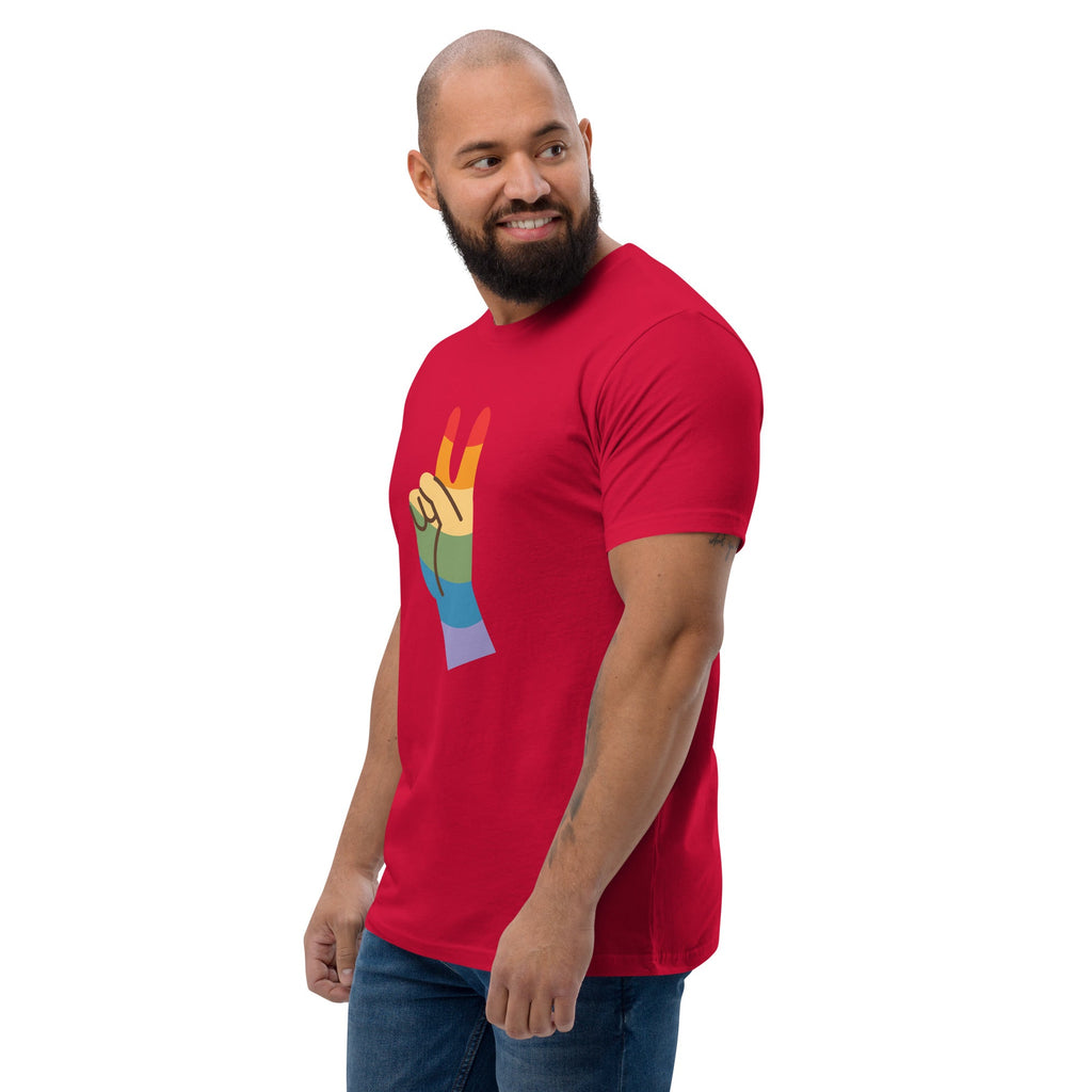 Pride Peace Sign Men's T-Shirt - Red - LGBTPride.com