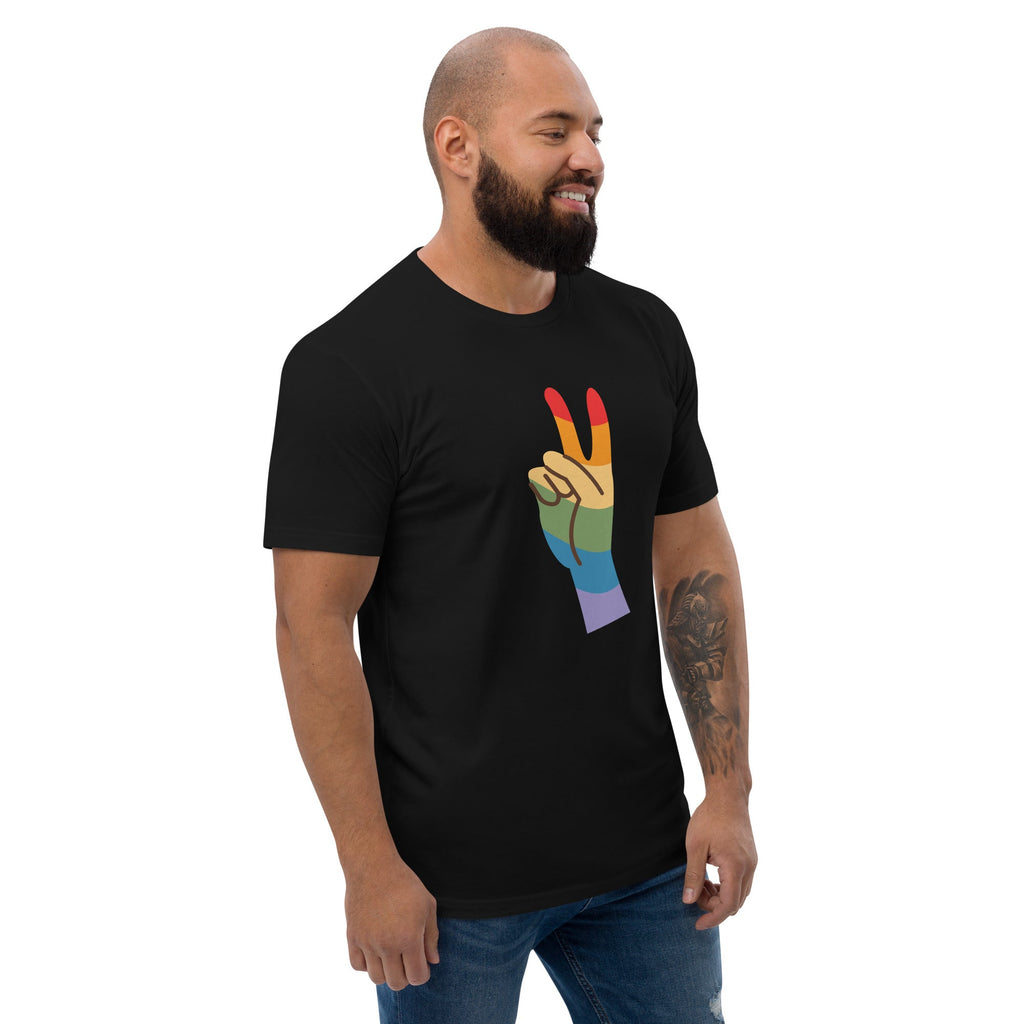Pride Peace Sign Men's T-Shirt - Black - LGBTPride.com