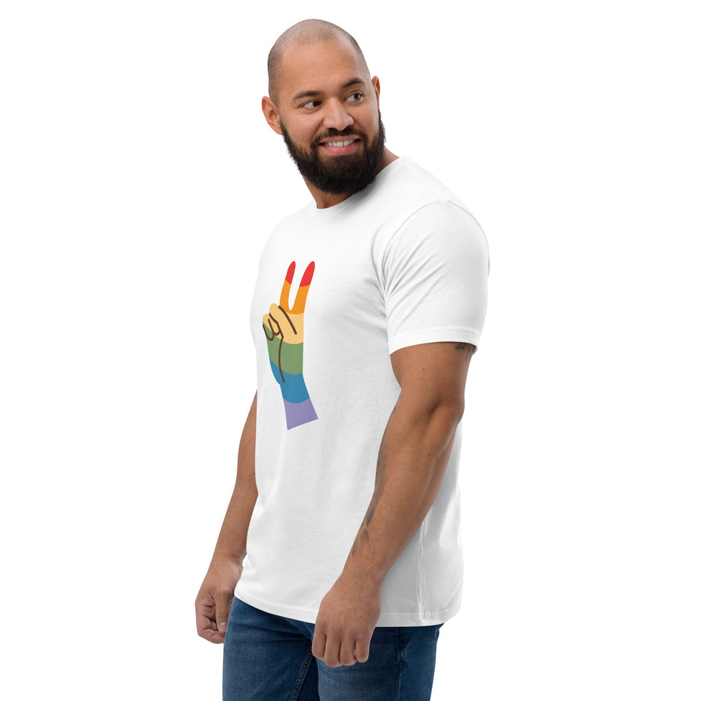 Pride Peace Sign Men's T-Shirt - White - LGBTPride.com