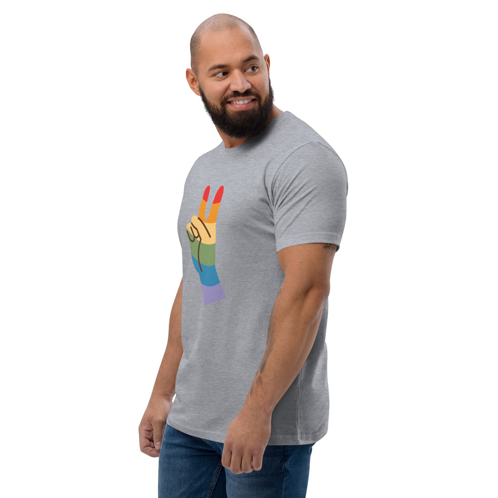 Pride Peace Sign Men's T-Shirt - Heather Grey - LGBTPride.com