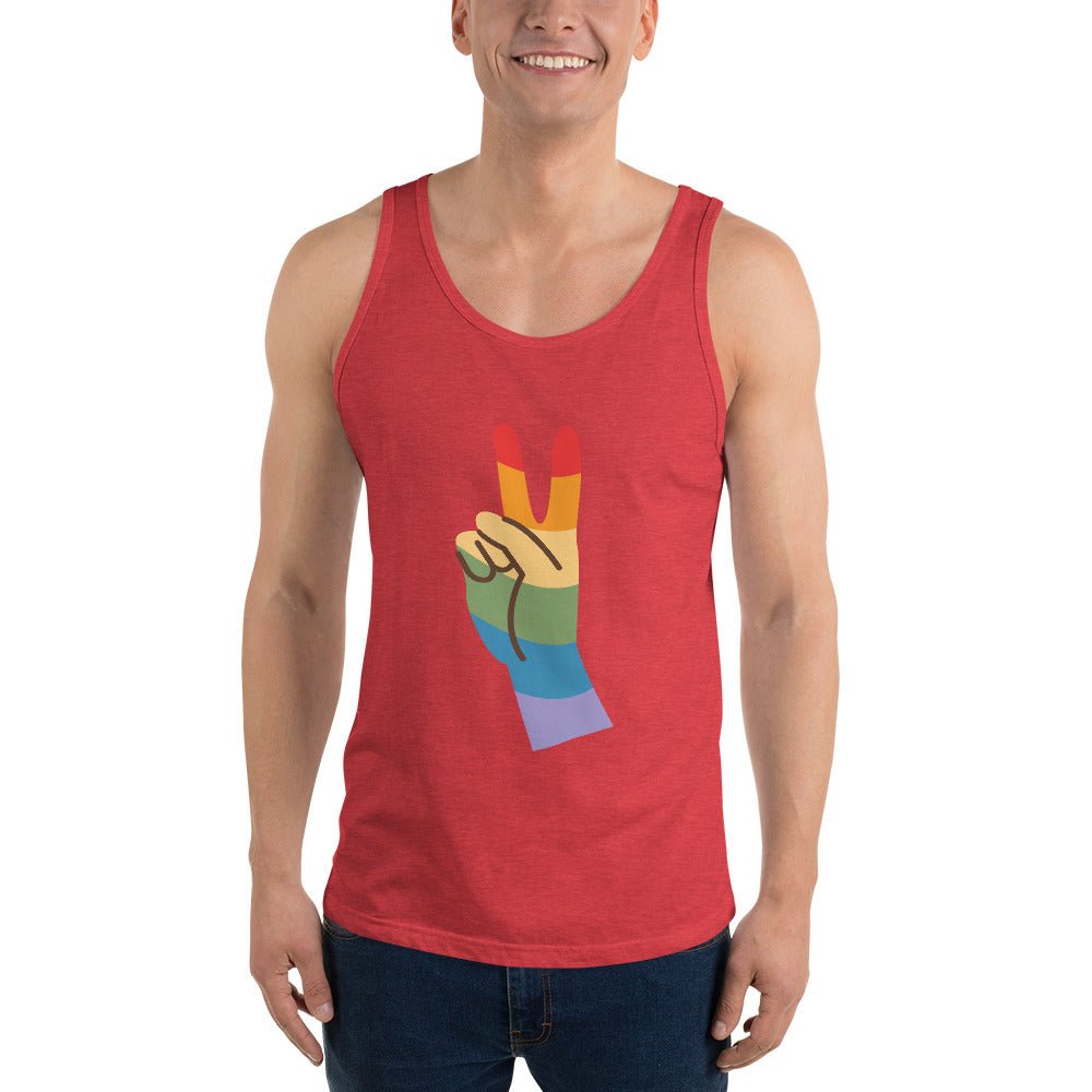 Pride & Peace Sign Men's Tank Top - Red Triblend - LGBTPride.com