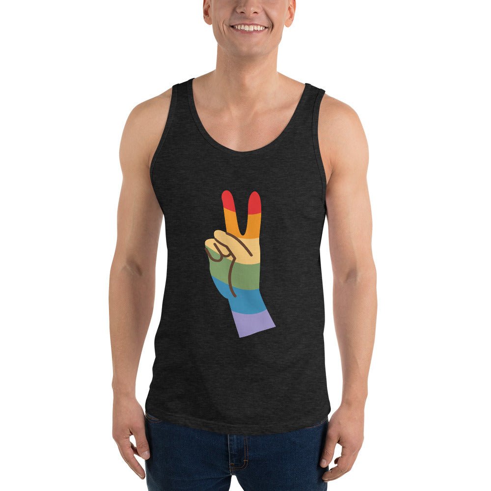 Pride & Peace Sign Men's Tank Top - Charcoal-Black Triblend - LGBTPride.com