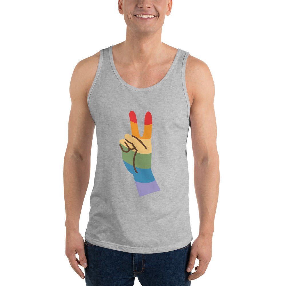 Pride & Peace Sign Men's Tank Top - Athletic Heather - LGBTPride.com
