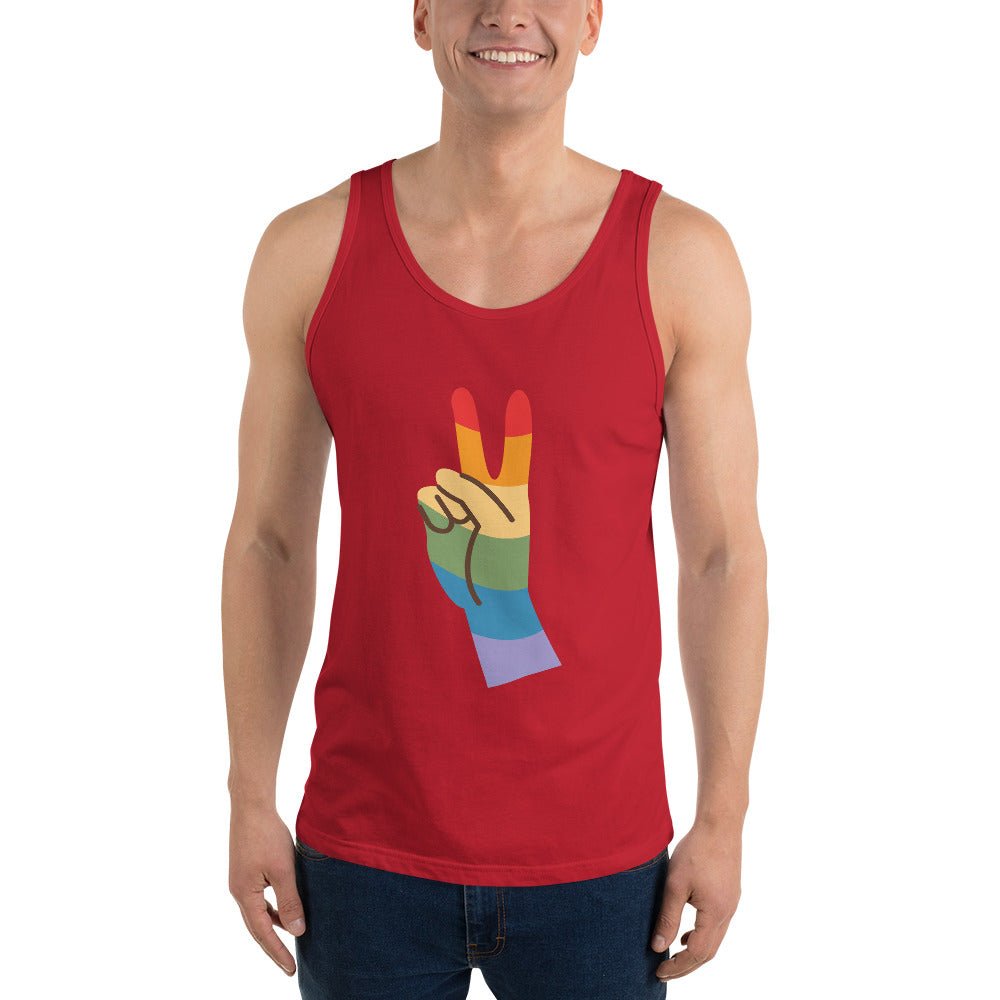 Pride & Peace Sign Men's Tank Top - Red - LGBTPride.com