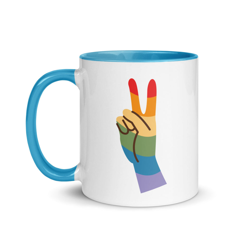Pride & Peace Sign Mug - Blue - LGBTPride.com