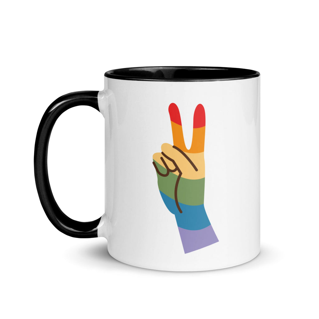Pride & Peace Sign Mug - Black - LGBTPride.com