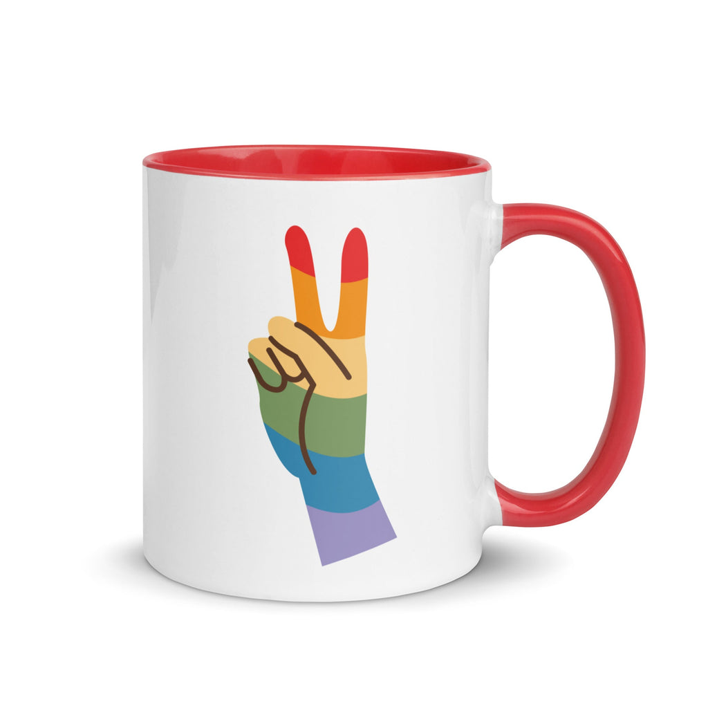 Pride & Peace Sign Mug - Red - LGBTPride.com