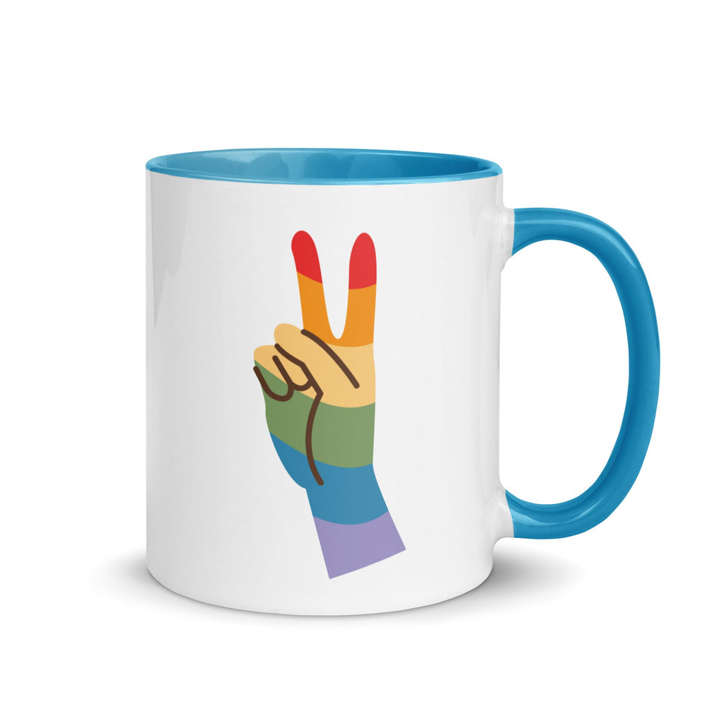 Pride & Peace Sign Mug - Blue - LGBTPride.com