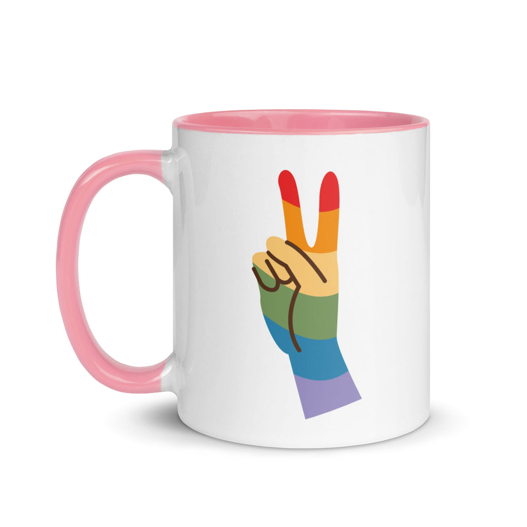 Pride & Peace Sign Mug - Pink - LGBTPride.com