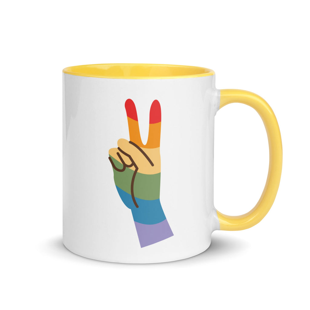 Pride & Peace Sign Mug - Yellow - LGBTPride.com
