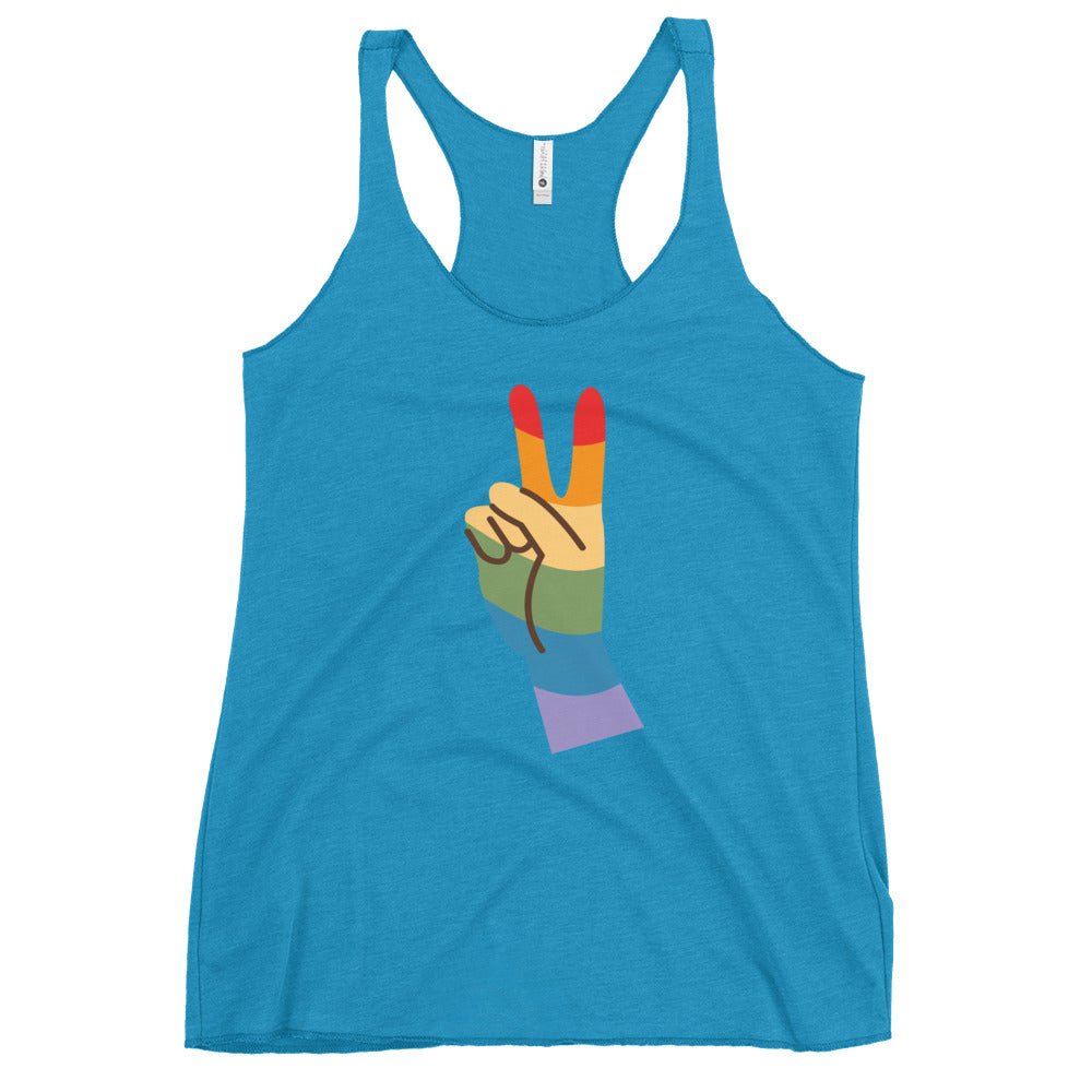 Pride Peace Sign Women's Tank Top - Vintage Turquoise - LGBTPride.com