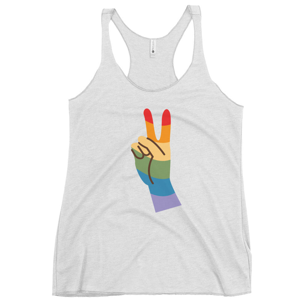 Pride Peace Sign Women's Tank Top - Heather White - LGBTPride.com